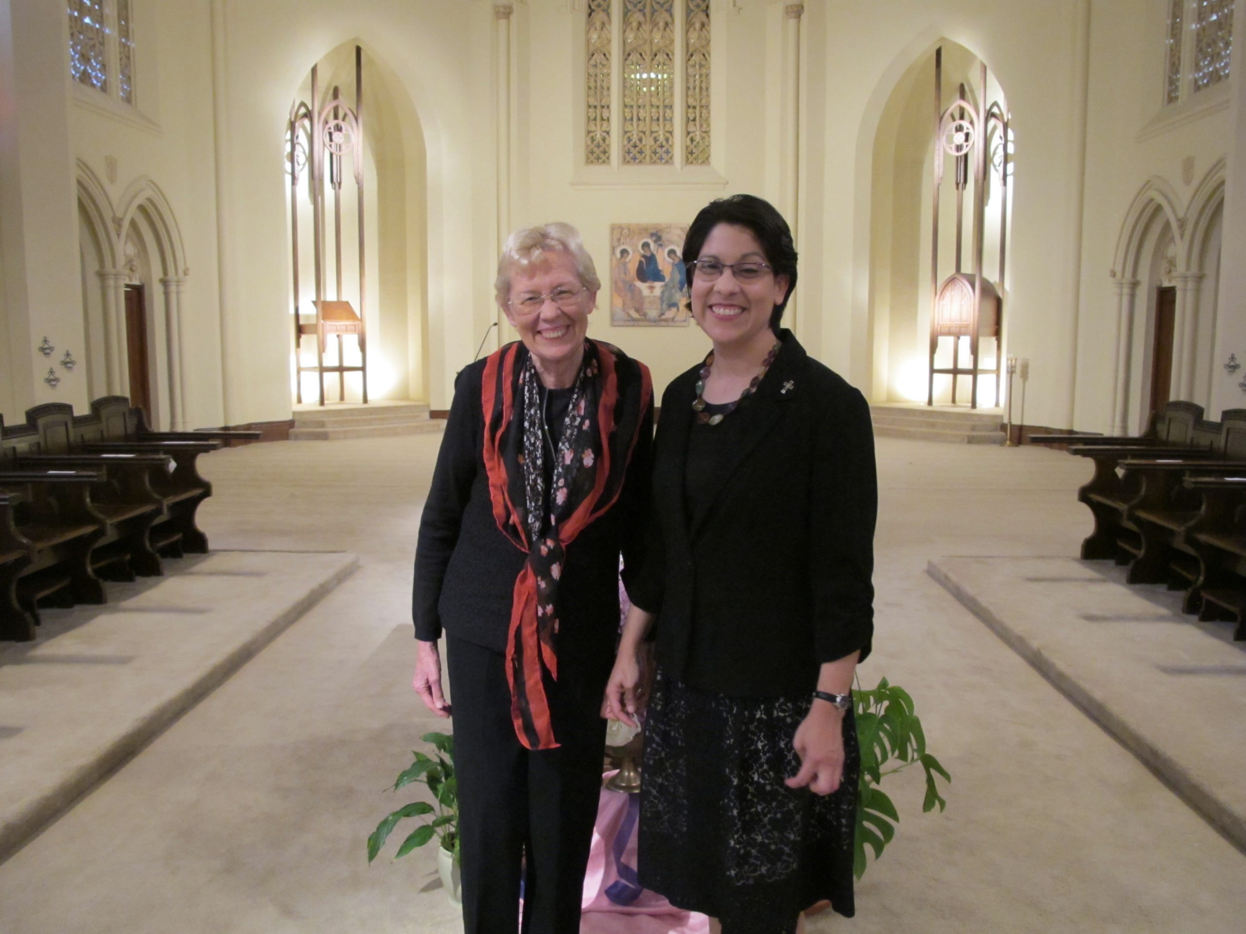 Sister Taryn and her mother in the Burlingame Chapel